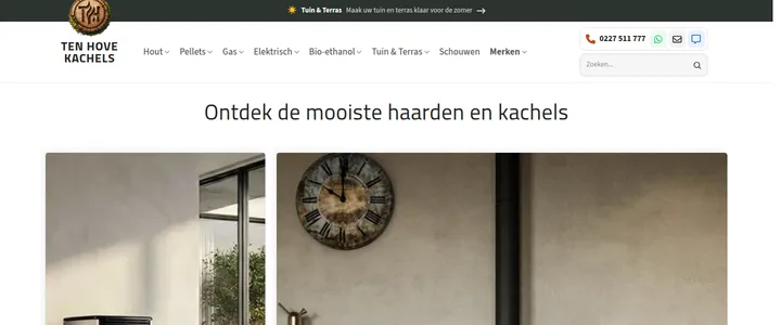 Schermafbeelding van tenhovekachels.nl
